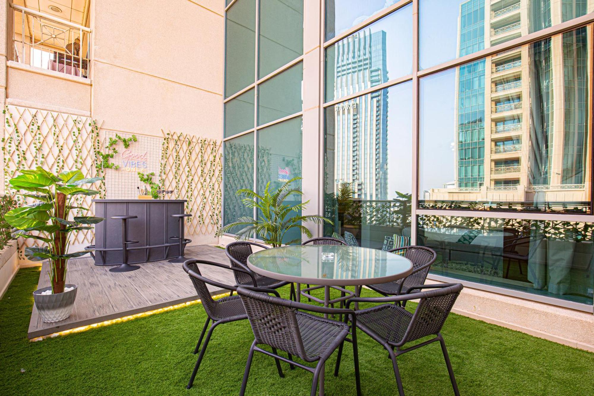 Burj Khalifa View From Private Terrace In Downtown Dubai